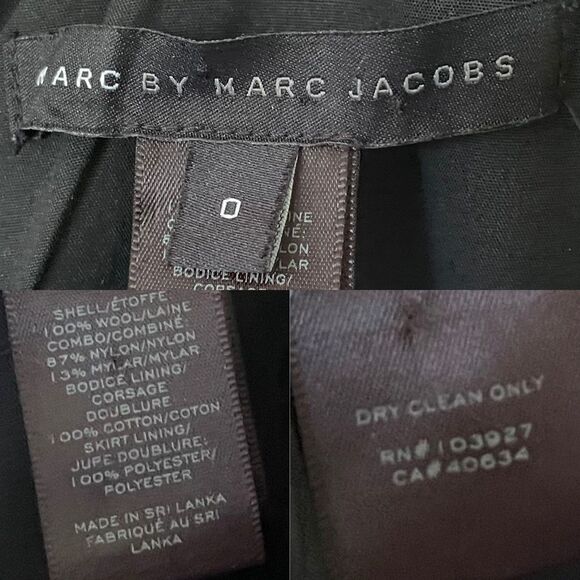 MARC BY MARC JACOBS Black Sleeveless Wool Mini Dress Pleated Lace 0 - Picture 4 of 5